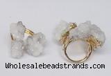 NGR95 15*20mm - 20*25mm nuggets plated druzy quartz rings