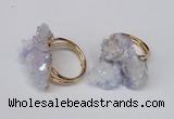 NGR96 15*20mm - 20*25mm nuggets plated druzy quartz rings