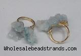 NGR97 15*20mm - 20*25mm nuggets plated druzy quartz rings