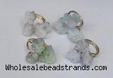 NGR99 15*20mm - 20*25mm nuggets plated druzy quartz rings