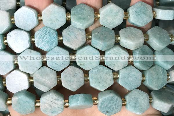 NUGG125 15 inches 14mm hexagon amazonite gemstone beads