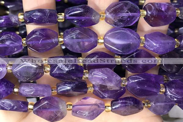 NUGG134 15 inches 12*16mm – 13*18mm faceted freeform amethyst beads