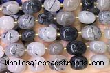 NUGG157 15 inches 10*12mm - 13*18mm nuggets black rutilated quartz beads