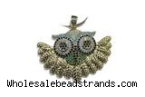 Pend109 28*42mm copper owl pendant pave zirconia gold plated