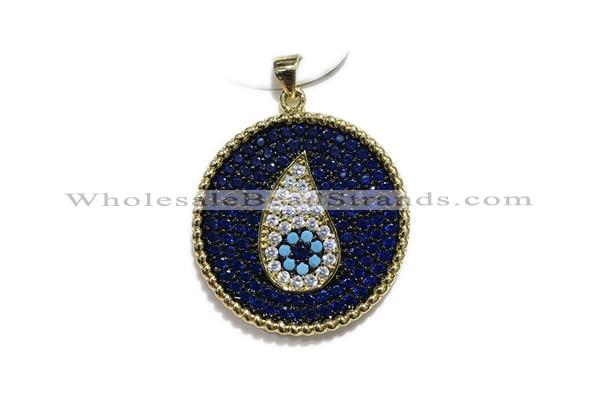 Pend110 28mm copper circle pendant pave zirconia gold plated