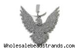 Pend123 40mm copper eagle pendant pave zirconia silver plated