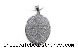 Pend126 21*24mm copper oval pendant pave zirconia silver plated