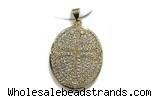 Pend127 21*24mm copper oval pendant pave zirconia gold plated