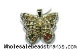 Pend133 20*25mm copper butterfly pendant pave zirconia gold plated