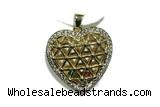 Pend134 22mm copper heart pendant pave shell zirconia gold plated