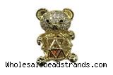 Pend140 14*19mm copper bear pendant pave zirconia gold plated