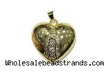 Pend147 24mm copper heart pendant pave zirconia gold plated