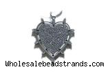 Pend153 30mm copper heart pendant pave zirconia silver plated