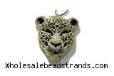 Pend158 28mm copper leopard pendant pave zirconia gold plated