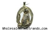 Pend160 23*30mm copper leopard pendant pave zirconia gold plated