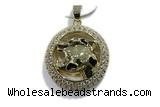 Pend164 26mm copper leopard pendant pave zirconia gold plated