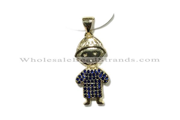 Pend175 12*23mm copper pendant pave zirconia gold plated