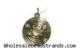 Pend180 20mm copper circle pendant pave zirconia gold plated