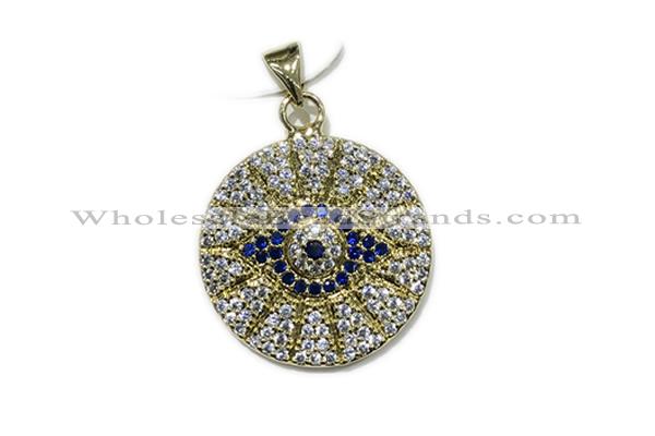 Pend185 20mm copper circle pendant pave zirconia gold plated