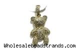 Pend188 18*26mm copper bear pendant pave zirconia gold plated