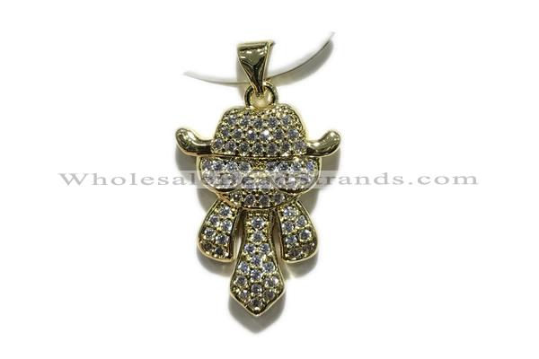 Pend189 17*22mm copper pendant pave zirconia gold plated