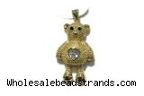 Pend190 20*28mm copper bear pendant pave zirconia gold plated