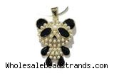 Pend191 21*25mm copper panda pendant pave zirconia gold plated