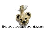 Pend207 14*20mm copper bear pendant pave zirconia gold plated