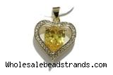 Pend209 20mm copper heart pendant pave zirconia gold plated