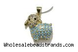 Pend212 15*17mm copper sheep pendant pave zirconia gold plated