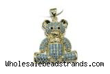 Pend214 23mm copper bear pendant pave zirconia gold plated