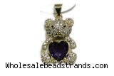 Pend215 15*18mm copper bear pendant pave zirconia gold plated