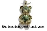 Pend216 20*25mm copper bear pendant pave zirconia gold plated