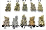 Pend231 16*26mm copper bear pendant pave zirconia gold plated