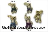 Pend232 18*32mm copper bear pendant pave zirconia gold plated