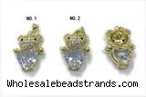 Pend242 16*21mm copper bear pendant pave zirconia gold plated