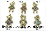 Pend249 17*25mm copper bear pendant pave zirconia gold plated