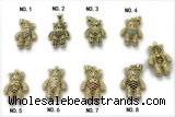 Pend250 14*18mm copper bear pendant pave zirconia gold plated