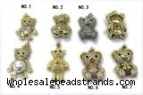 Pend252 20*25mm copper bear pendant pave zirconia gold plated