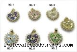 Pend260 18mm copper pendant pave abalone shell zirconia gold plated