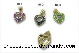 Pend263 11mm copper heart pendant pave abalone shell gold plated