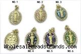 Pend269 16*20mm copper oval pendant pave abalone shell zirconia gold plated