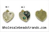 Pend275 20mm copper heart pendant pave abalone shell zirconia gold plated