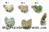 Pend280 15*17mm copper heart pendant pave abalone shell gold plated