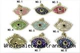 Pend285 18*27mm copper pendant pave abalone shell zirconia gold plated