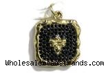 Pend33 15*20mm copper square oval pendant pave zirconia gold plated