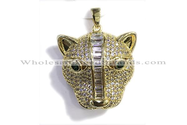 Pend34 30mm copper leopard pendant pave zirconia gold plated