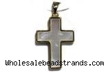 Pend39 18*25mm copper cross pendant pave shell zirconia gold plated