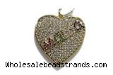 Pend74 26mm copper heart pendant pave zirconia gold plated