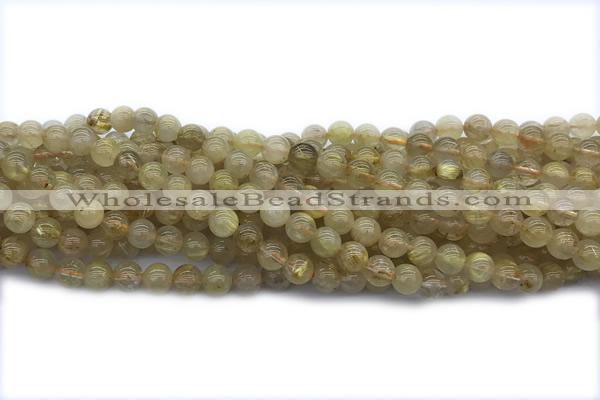 QUAR20 15 inches 6mm round golden rutilated quartz gemstone beads